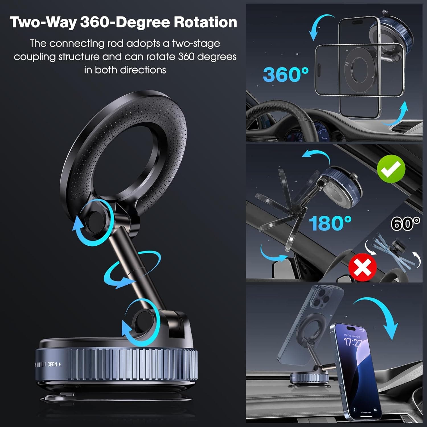 Woyuosn MagLock 360° Foldable Magnetic Phone Mount
