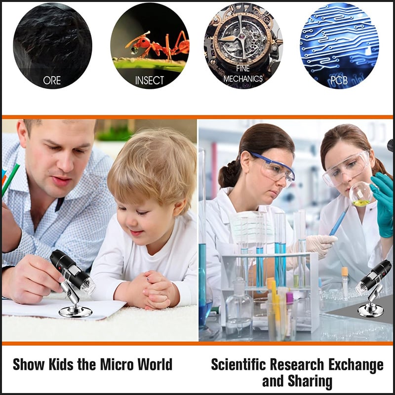 Digital HD Microscope 50x-1600x Magnification (PC & Phone Connectable)
